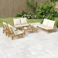 Gossi set mobilier de gradina cu perne alb crem, 2 piese, bambus