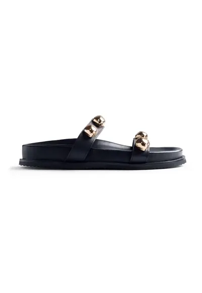 Papuci de piele Kalou - Negru