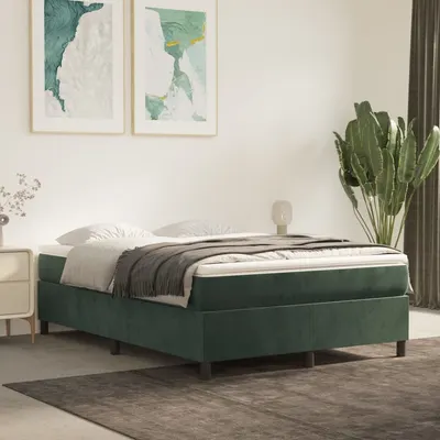 Gossi cadru de pat box spring, verde inchis, 140x200 cm, catifea