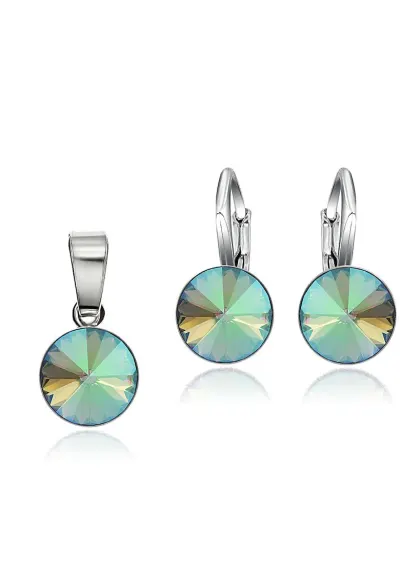 Set Argint 925 placat cu rodiu cu cristale Swarovski® Rivoli 8mm LRS - Multicolor