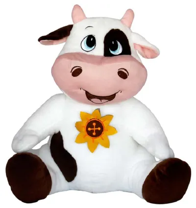 Jucărie de pluș Amek Toys - Vacă cu floare, 48 cm