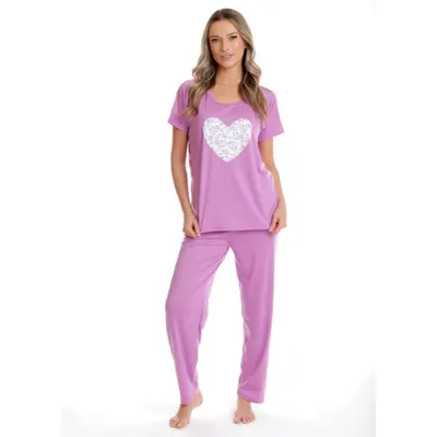 Pijama dama AP2527 lila heart, Andana | marimea S