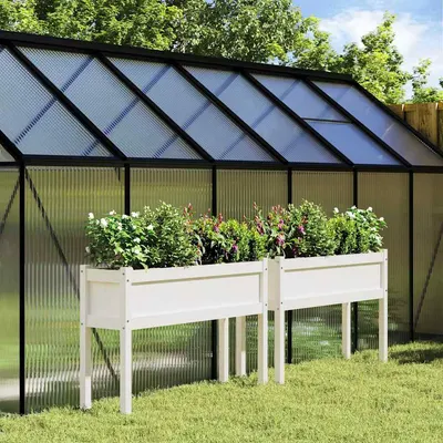 vidaXL Jardiniere de grădină cu picioare 2 buc. alb lemn masiv de pin