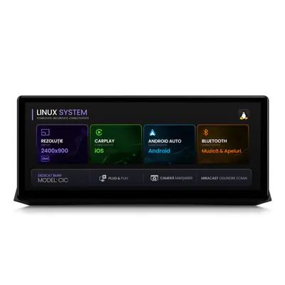 Navigatie BMW Seria 5 E60 E61, M5 (2003-2010), Linux OS OEM, Varianta CIC, CarPlay Android Auto Wireless, MirrorLink, Camera AHD, 12.3 Inch