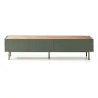 Masă TV verde/în culoare naturală cu aspect de lemn de stejar 180x45 cm Arista – Teulat