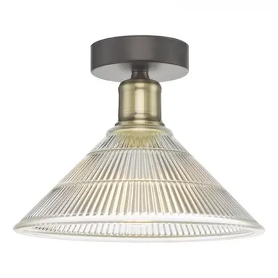 Lampa tavan Boyd 1 Light Flush Antique Brass with Glass Shade