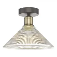 Lampa tavan Boyd 1 Light Flush Antique Brass with Glass Shade