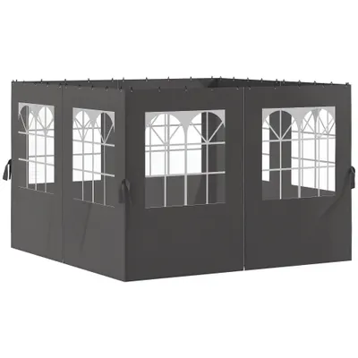 Outsunny Panouri laterale pentru pergolă, 4 panouri laterale pentru pavilion de grădină, cu fermoare, 3 x 4 m pergolă, Gri închis | Aosom Romania