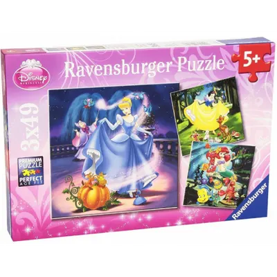Puzzle alba ca zapada cenusareasa si ariel 3x49 piese