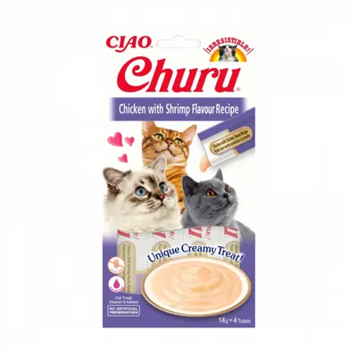 Recompense pentru pisici Churu cu pui creveti 4 buc x 14 gr