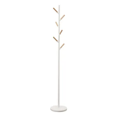 Cuier cu detalii din lemn de fag YAMAZAKI Plain Pole Hanger, alb