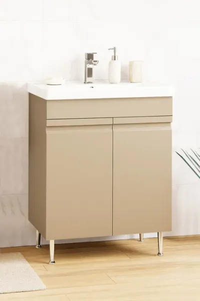 Set Baza front MDF si Lavoar seria 786, montat, 60 cm, cappuccino