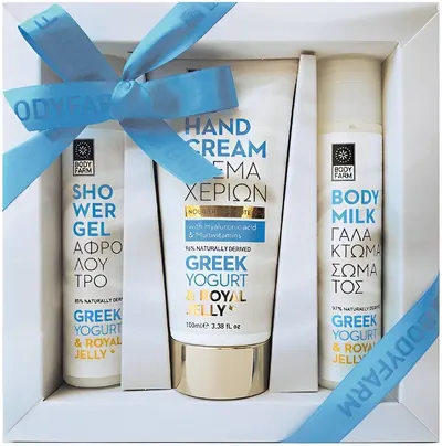 Bodyfarm Set Greek Yogurt & Royal Jelly - Gel de duș, lapte și cremă de mâini, 2 х 50 + 100 ml