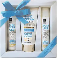 Bodyfarm Set Greek Yogurt & Royal Jelly - Gel de duș, lapte și cremă de mâini, 2 х 50 + 100 ml