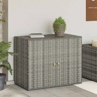vidaXL Dulap de depozitare de grădină, gri, 100x55,5x80 cm, poliratan