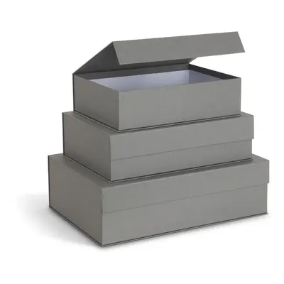 Cutii de depozitare gri 3 buc. din carton cu capac 42,5x29,5x13 cm Kian Paper Laminate – Bigso