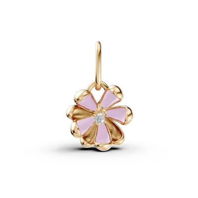 Pandantiv floare de tei din aur galben cu diamant de 0.01ct pentru copii