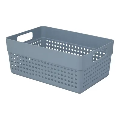 Coș depozitare plastic perforat 23x15x10 cm Storage Solutions, cu mânere, Gri