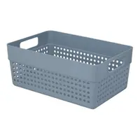 Coș depozitare plastic perforat 23x15x10 cm Storage Solutions, cu mânere, Gri