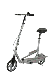 Trotineta Kinderauto Pegasus, cu pedale si scaun, reglabila si pliabila, sistem amortizare si franare, roti cauciuc pline, gri