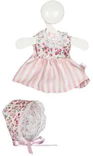 Haine pentru păpuși Asi Dolls - Chikita, pălărie și rochie cu flori, 21 cm
