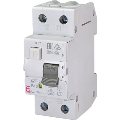 KZS-2M Intrerupatoare de curent rezidual cu protecție la supracurent, 2 module, tip A și AC KZS-2M A B10/0.03
