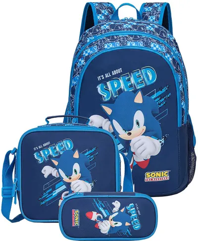 Set școlar rucsac, penar și geantă termoizolantă Kstationery Sonic - Speed