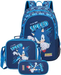 Set școlar rucsac, penar și geantă termoizolantă Kstationery Sonic - Speed