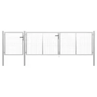 vidaXL Poartă de grădină din oțel 400x75 cm argintie