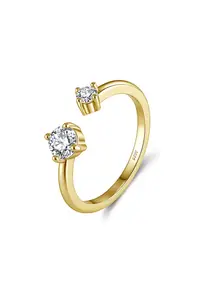 Inel Dual Glow Moissanite Ajustabil - Argint 925 - pentru femei - Auriu