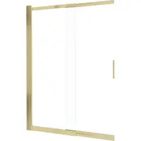 Paravan cada glisant sticla securizata, 100x140 cm, auriu periat, Deante Prizma