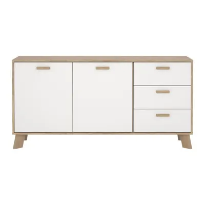 Comodă albă-în culoare naturală cu aspect de lemn de stejar 147x73x39 cm Ikast – Tvilum