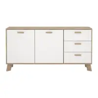 Comodă albă-în culoare naturală cu aspect de lemn de stejar 147x73x39 cm Ikast – Tvilum
