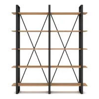Bibliotecă negru/natural cu aspect de lemn de stejar 150x180 cm Aviva – Marckeric