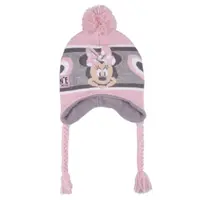 Căciulă pentru copii, Minnie Mouse, cu pompon și urechi, roz cu gri
