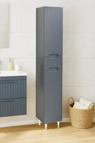 Dulap baie seria 033, front MDF, 2 usi, 1 sertar, antracit, 30x31.6x180 cm