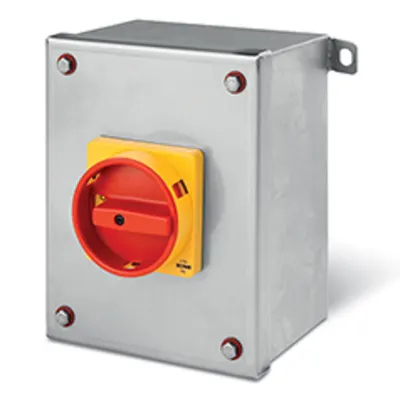 Intrerupator separatorn16A 8P IP65 250x280x120mm Y3 IK10 EMERGENCY YELLOW/RED
