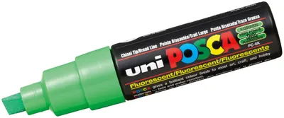 Marker permanent cu un varf tesit Uni Posca - PC-8K, 8 mm, verde fluorescent