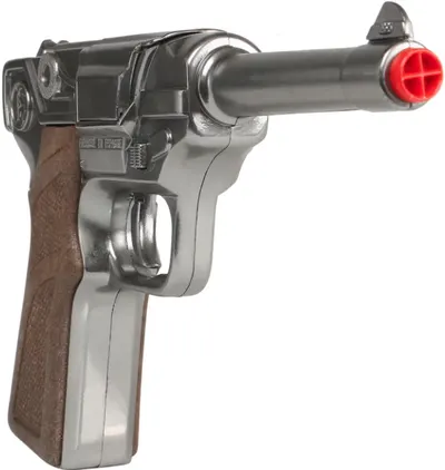 Jucarie - Pistol politie culoare otel, 8 capse
