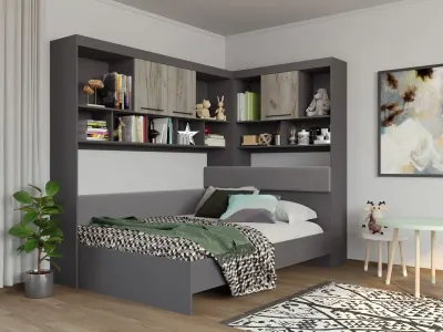 Set Dormitor Colt Lucio C2 Gri / Lemn