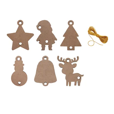 Set de 54 de ornamente din lemn pentru decorat