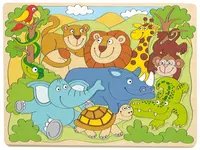 Puzzle din lemn Woody - Animalele din Africa, 10 piese