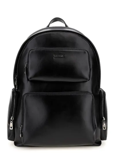 Rucsac din piele ecologica cu logo - Negru