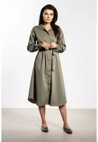 Rochie camasa midi A736 - verde - maneci lungi