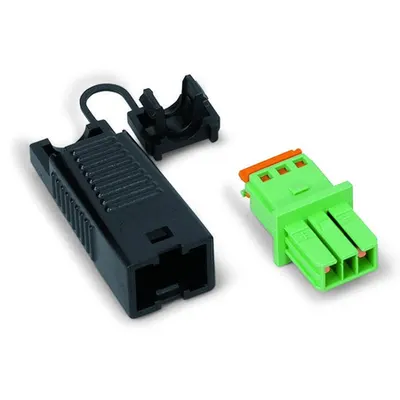 Socket; with strain relief housing; 2-pole; Cod. E; green
