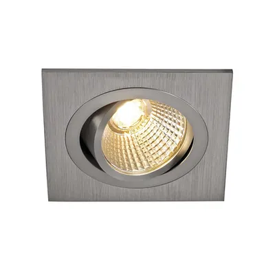 Spot incastrat, NEW TRIA 77 Ceiling lights, aluminium single-headed LED, 3000K, square, brushed aluminium, 38°, 9.1W, incl. driver, clip springs