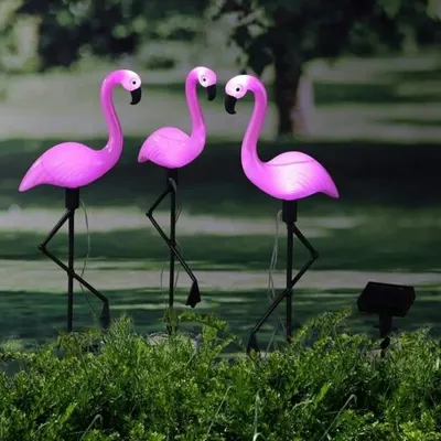 Set 3 x Lampa solara, Flamingo - lumineaza 8 ore