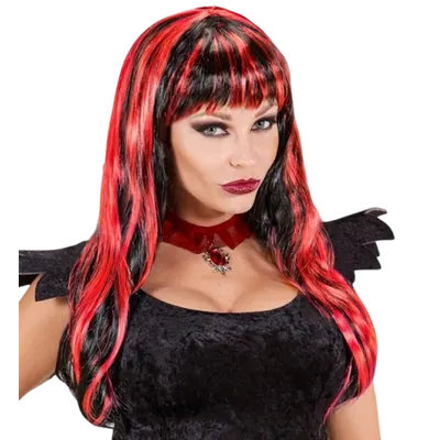 Peruca gothic glam Negru cu Rosu