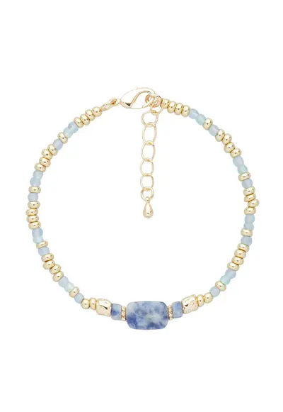 Bratara cu pietre de apatit - Albastru cobalt/Auriu deschis