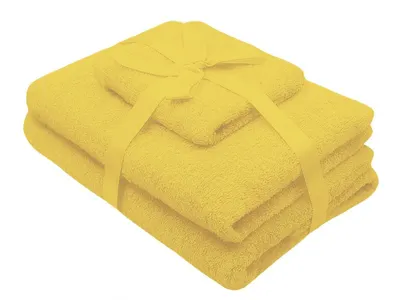 Set 3 prosoape galbene Somnart pentru fata, maini si corp